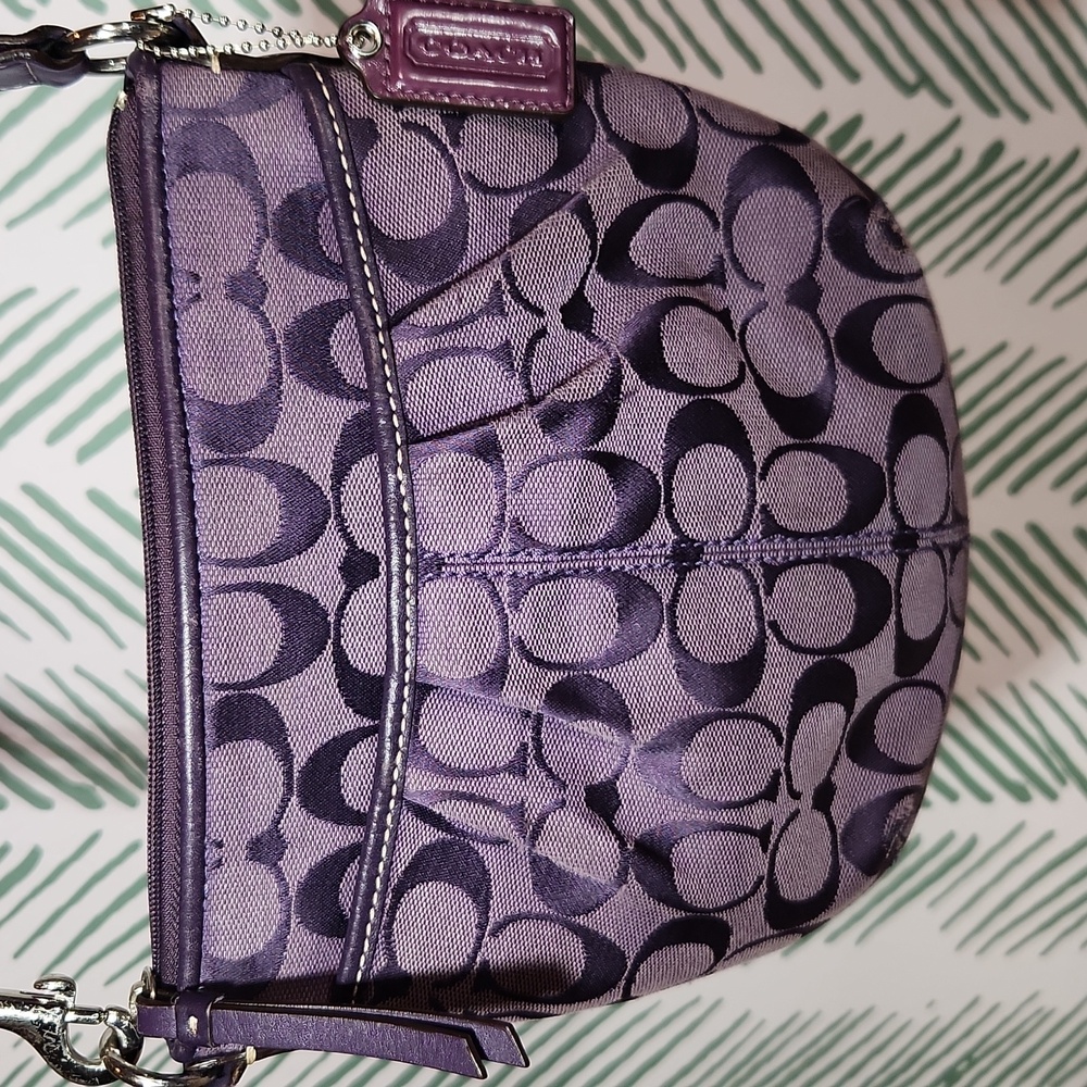 COACH Signature Pleated Swingpack Crossbody Royal Purple F42835